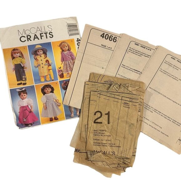 McCalls Doll Clothes Sewing Patterns American Girl 18 Inch Dorothy Dress Poodle - Picture 4 of 6